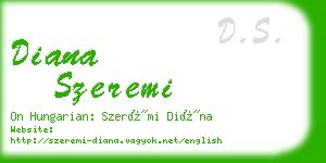 diana szeremi business card